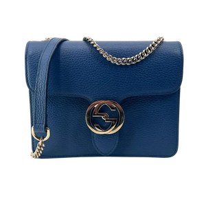Gucci Interlocking G Kleine Schoudertas blauw leer