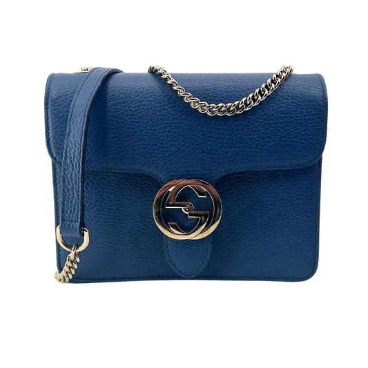 Gucci Interlocking G Small Schultertasche blau Leder / gut Gucci