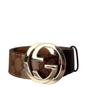 Gucci Interlocking GG Canvas Riem Maat 85 Bruin