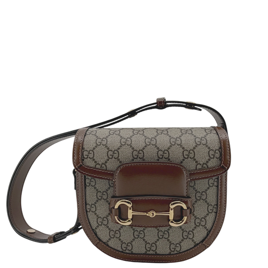Gucci Horsebit 1955 Mini Rounded GG Supreme Canvas Beige Braun Gold