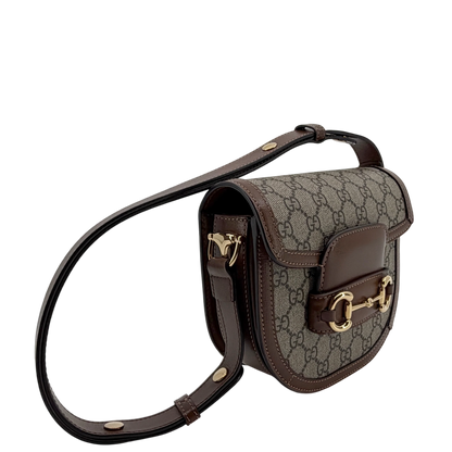 Gucci Horsebit 1955 Mini Rounded GG Supreme Canvas Beige Braun Gold – Ansicht 2