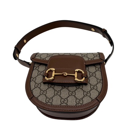 Gucci Horsebit 1955 Mini Rounded GG Supreme Canvas Beige Braun Gold – Ansicht 5