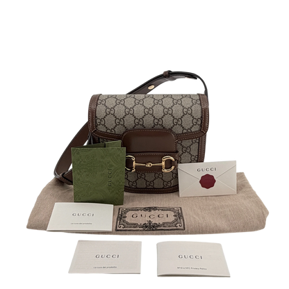 Gucci Horsebit 1955 Mini Rounded GG Supreme Canvas Beige Braun Gold – Ansicht 8