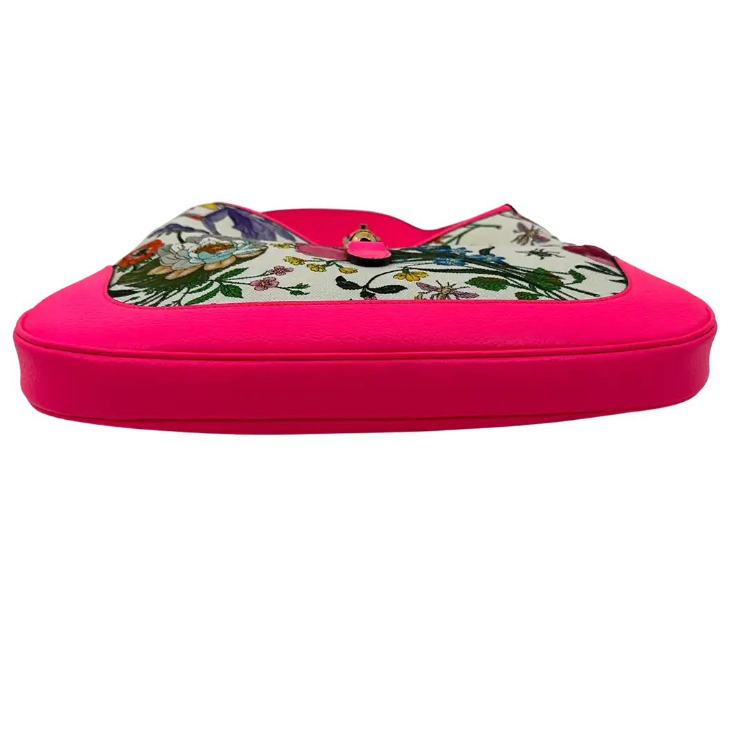 Gucci Jackie Flora Medium Hobo Bag Neon Pink / sehr gut Gucci
