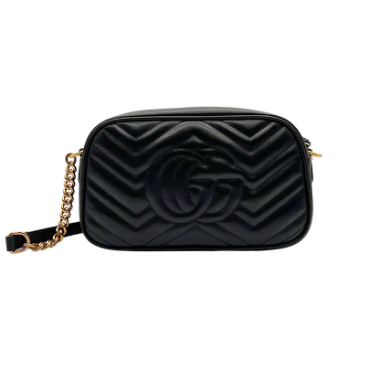 Gucci GG Marmont Kamera-Schultertasche schwarz / neuwertig Echtheitscheck