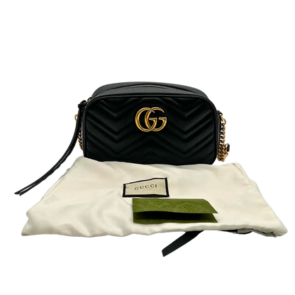 Gucci GG Marmont Kamera-Schultertasche schwarz / neuwertig Echtheitscheck