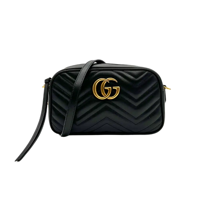 Gucci GG Marmont Kamera-Schultertasche schwarz / neuwertig Echtheitscheck