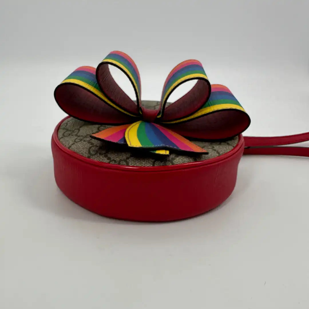 Gucci Kids GG Supreme Ribbon Rainbow Schultertasche Fullset / sehr gut Gucci