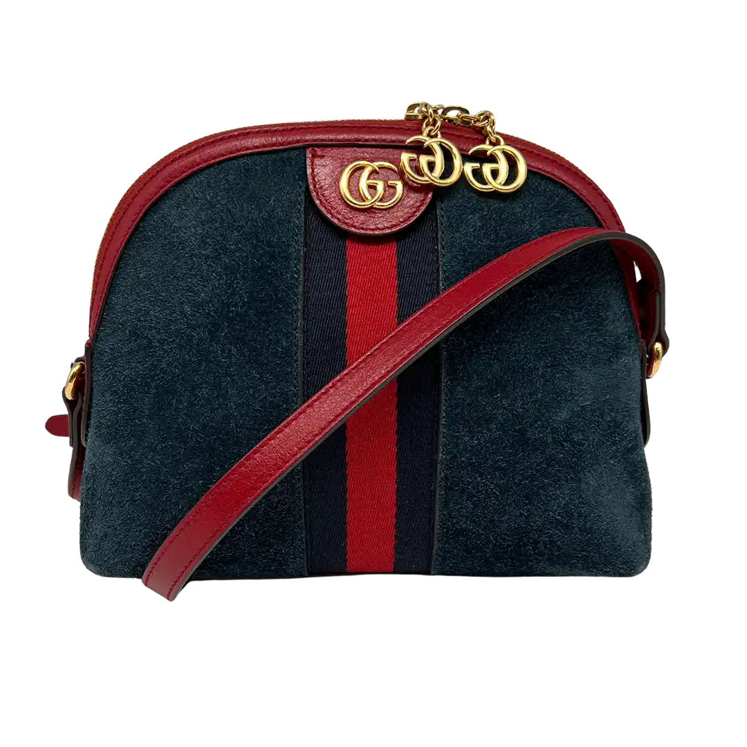 Gucci Marmont Ophidia Blue Suede Red Wildleder GG Crossbody Tasche / sehr gut Gucci