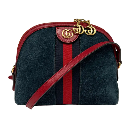 Gucci Marmont Ophidia Blue Suede Red Wildleder GG Crossbody Tasche / sehr gut Gucci