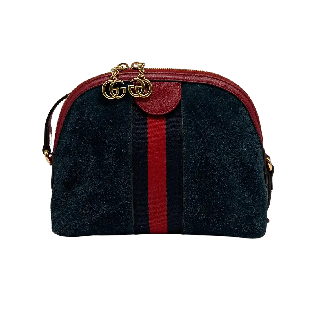 Gucci Marmont Ophidia Blue Suede Red Wildleder GG Crossbody Tasche / sehr gut Gucci