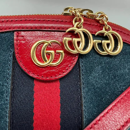 Gucci Marmont Ophidia Blue Suede Red Wildleder GG Crossbody Tasche / sehr gut Gucci
