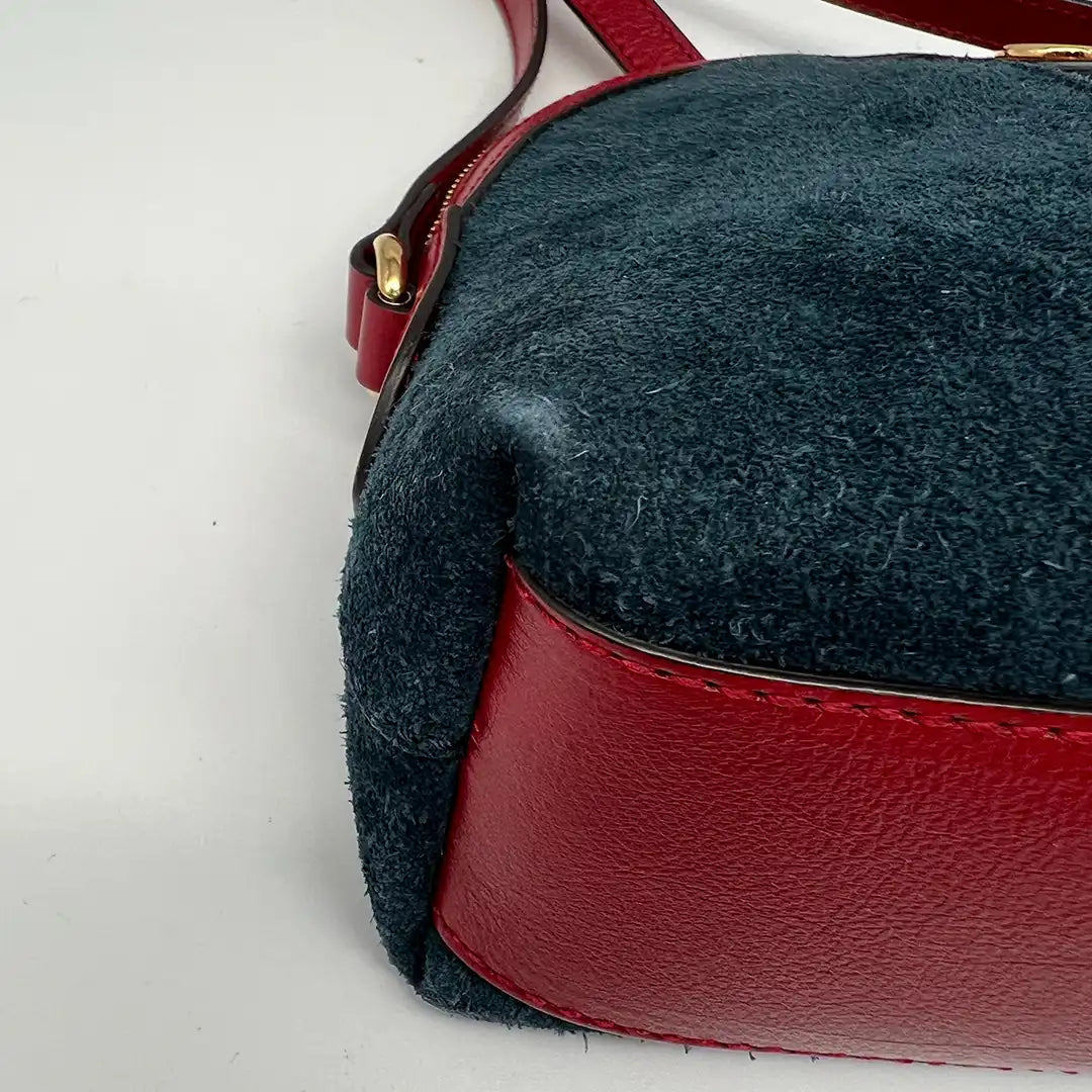 Gucci Marmont Ophidia Blue Suede Red Wildleder GG Crossbody Tasche / sehr gut Gucci