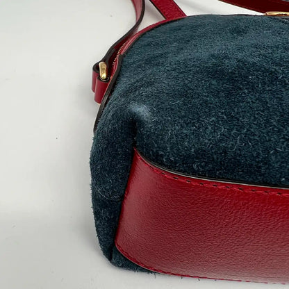 Gucci Marmont Ophidia Blue Suede Red Wildleder GG Crossbody Tasche / sehr gut Gucci