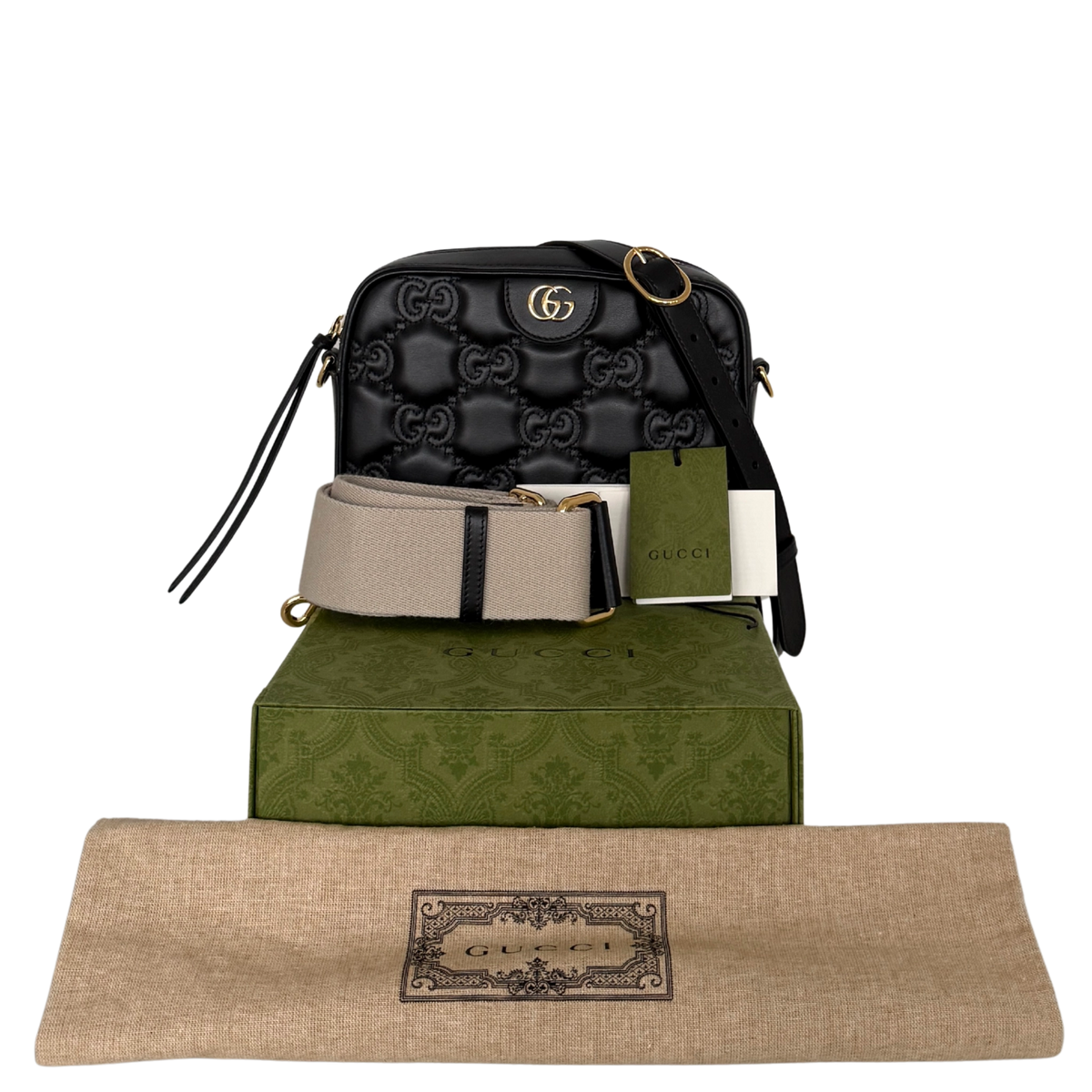 Gucci GG Matelassé Umhängetasche Schwarz / sehr gut Gucci