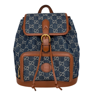 Gucci New Denim GG Monogram Retro Rucksack blau