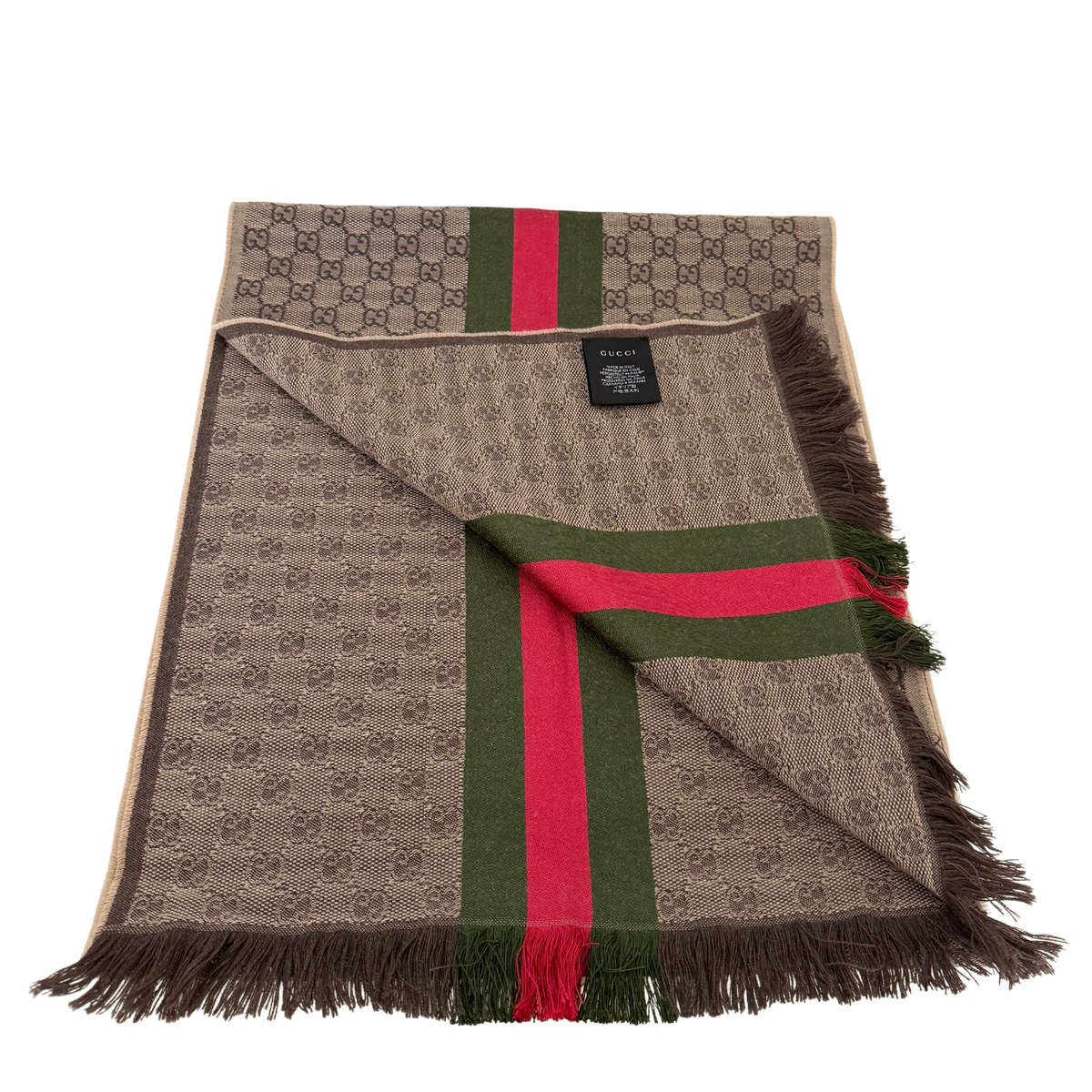 Gucci GG Schal aus Wolle und Seide Braun / neuwertig Gucci