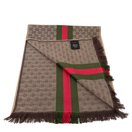 Gucci GG Schal aus Wolle und Seide Braun / neuwertig Gucci