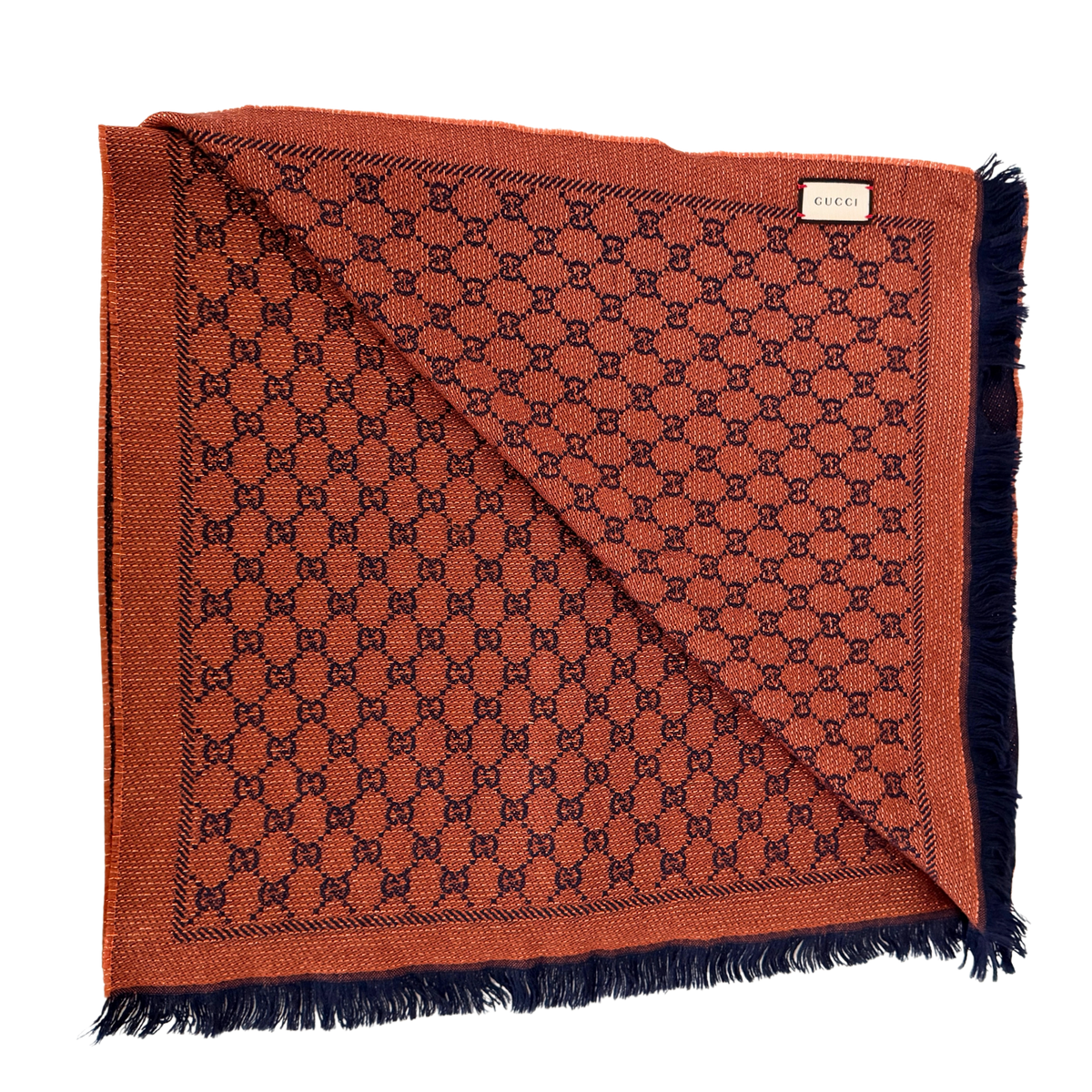 Gucci Schal aus Wolle Dunkelblau Orange / sehr gut Gucci