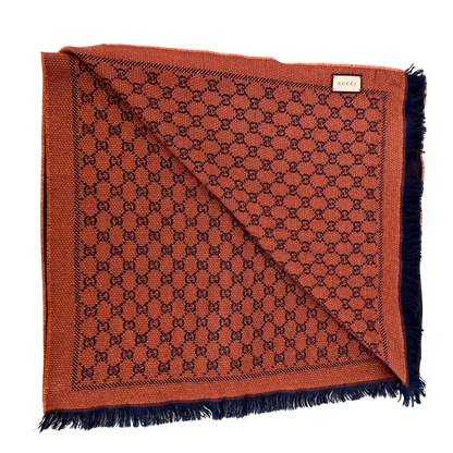 Gucci Schal aus Wolle Dunkelblau Orange / sehr gut Gucci