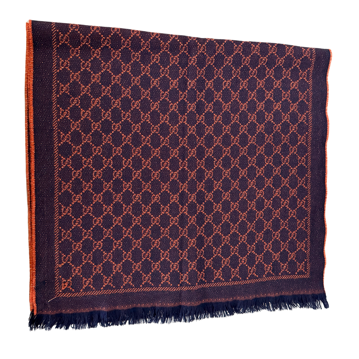 Gucci Schal aus Wolle Dunkelblau Orange / sehr gut Gucci