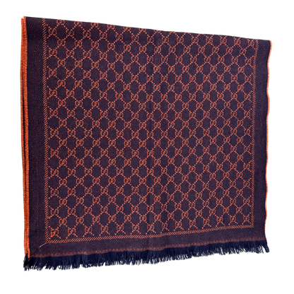 Gucci Schal aus Wolle Dunkelblau Orange / sehr gut Gucci