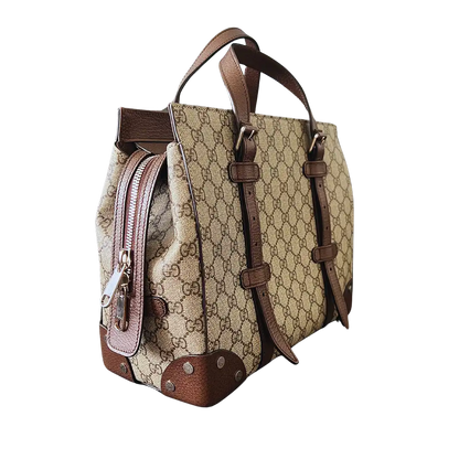 GUCCI GG Supreme Tote Bag Leder Canvas beige braun / sehr gut Gucci