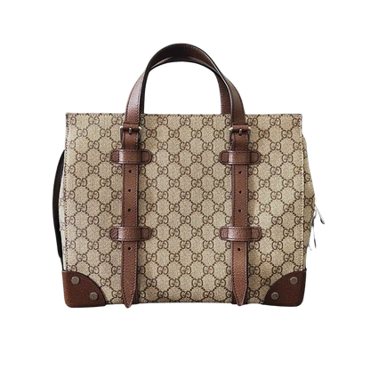 GUCCI GG Supreme Tote Bag Leder Canvas beige braun / sehr gut Gucci
