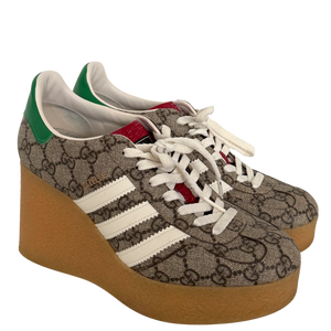 Adidas x Gucci Gazelle Wedge Beige GG Monogram Size 38 Brown / very good