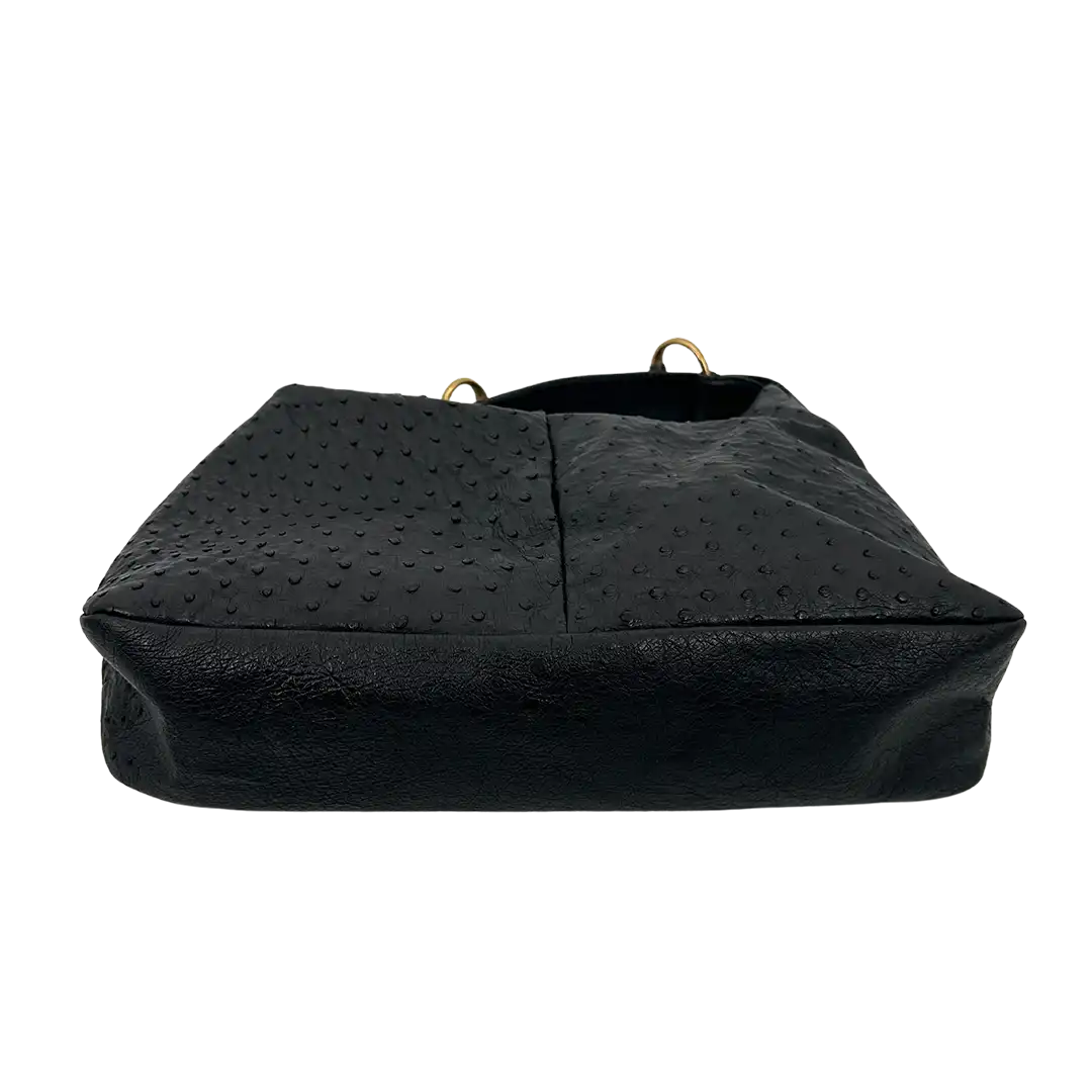 Gucci Horsebit Hobo Bag Ostrich Straußenleder schwarz / neuwertig Gucci