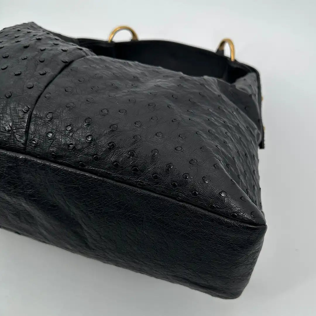 Gucci Horsebit Hobo Bag Ostrich Straußenleder schwarz / neuwertig Gucci