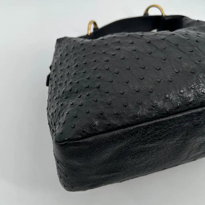 Gucci Horsebit Hobo Bag Ostrich Straußenleder schwarz / neuwertig Gucci