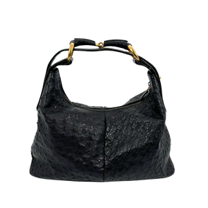 Gucci Horsebit Hobo Bag struisvogelleer zwart