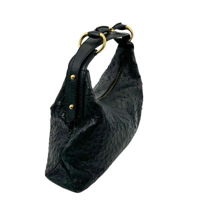 Gucci Horsebit Hobo Bag Ostrich Straußenleder schwarz / neuwertig Gucci