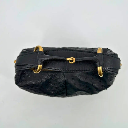 Gucci Horsebit Hobo Bag Ostrich Straußenleder schwarz / neuwertig Gucci