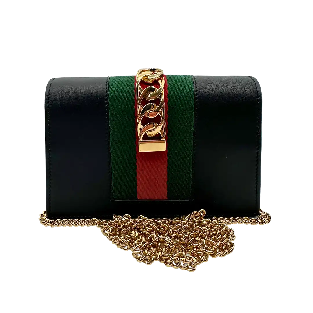 Gucci Super Mini Sylvie Chain Schultertasche Leder / sehr gut Gucci