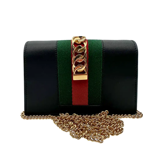 Gucci Super Mini Sylvie Chain Schultertasche Leder / sehr gut Gucci