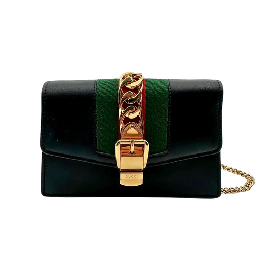 Gucci Super Mini Sylvie Chain Schultertasche Leder / sehr gut Gucci