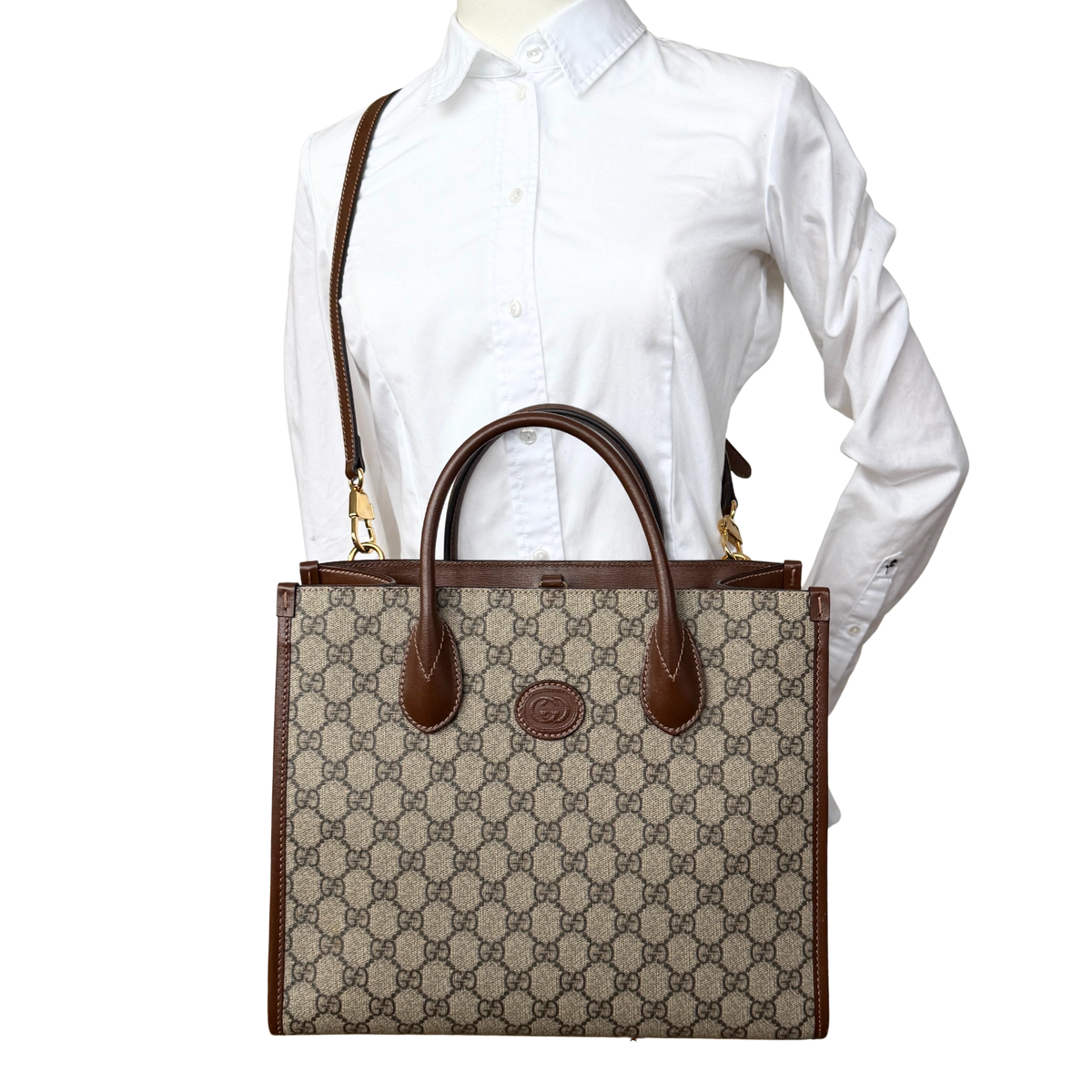 Gucci GG Supreme Monogram Small Tote Bag Braun / sehr gut Gucci