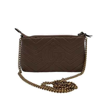 Gucci GG Marmont Matelasse Walle on Chain Mini Tasche mit Kette / gut Gucci