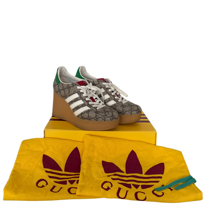 Adidas x Gucci Gazelle Wedge Beige GG Monogram Größe 38 Braun / sehr gut Gucci