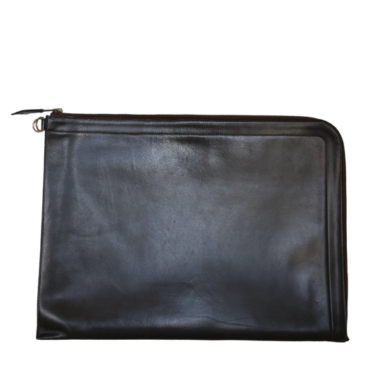 Hermès Aktentasche Leder dunkelbraun Vintage 1980 / akzeptabel Hermès