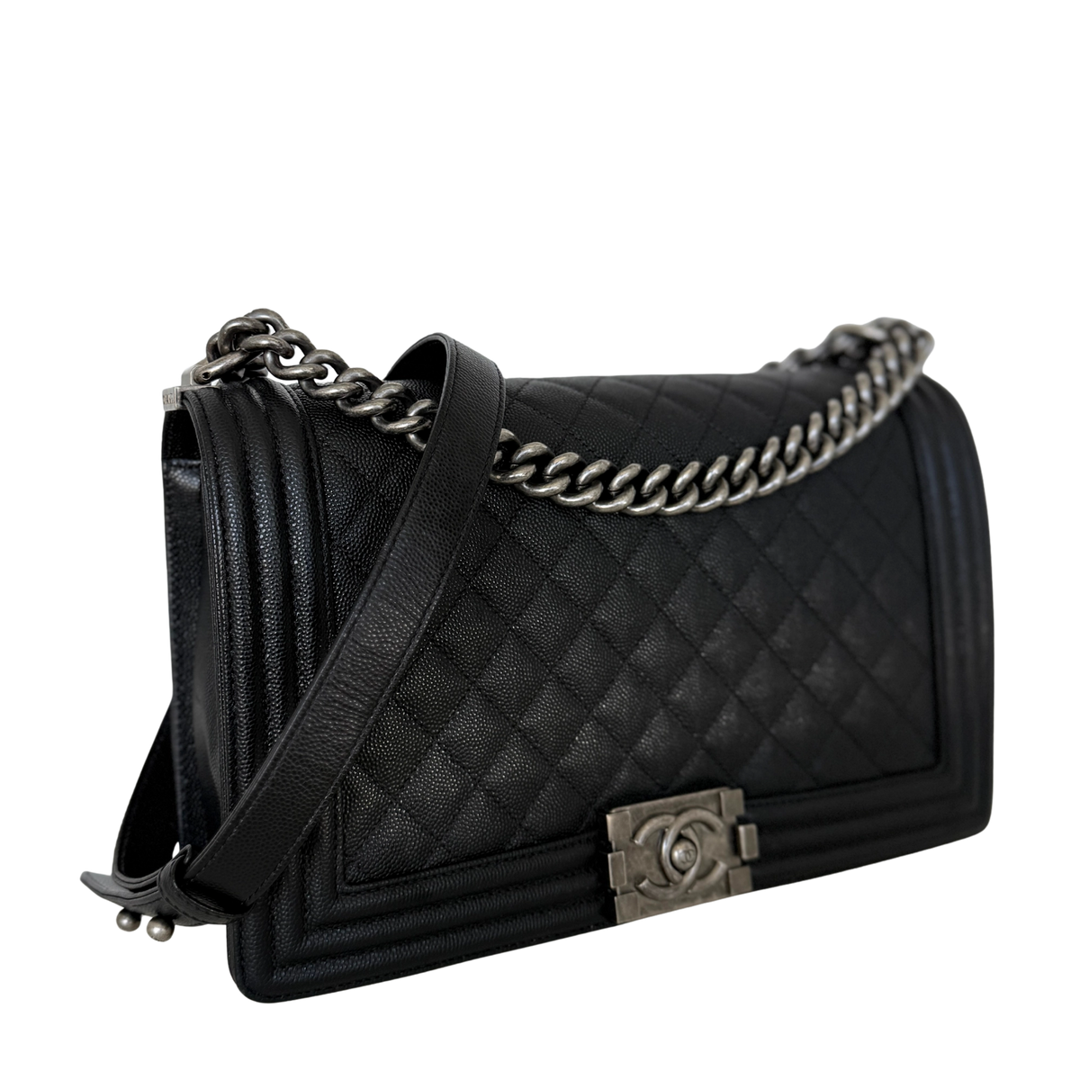 Chanel Boy Medium Kaviarleder Schwarz Fullset / neuwertig Chanel