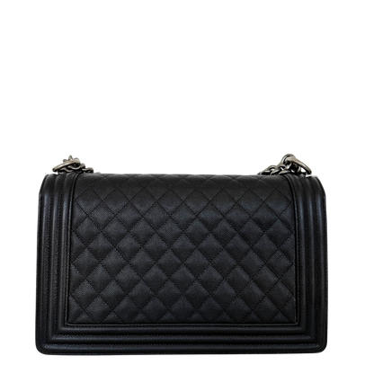 Chanel Boy Medium Kaviarleder Schwarz Fullset / neuwertig Chanel