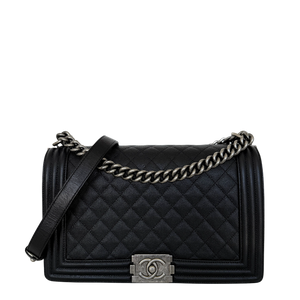 Chanel Boy Medium Kaviaarleer Zwart