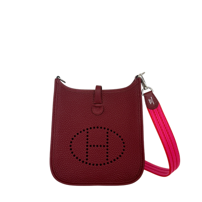 Hermès 16 Amazone Clemence/Sangle Rot Orange Paladium Fullset / neuwertig Hermès