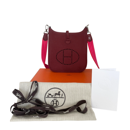 Hermès 16 Amazone Clemence/Sangle Rot Orange Paladium Fullset / neuwertig Hermès