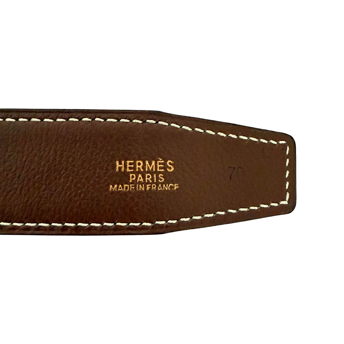 Hermès Gürtelschließe H und Wendbarer Gürtelriemen Braun Schwarz 70cm / sehr gut Hermès