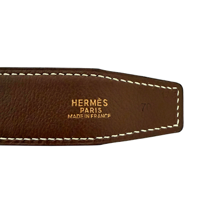 Hermès Gürtelschließe H und Wendbarer Gürtelriemen Braun Schwarz 70cm / sehr gut Hermès