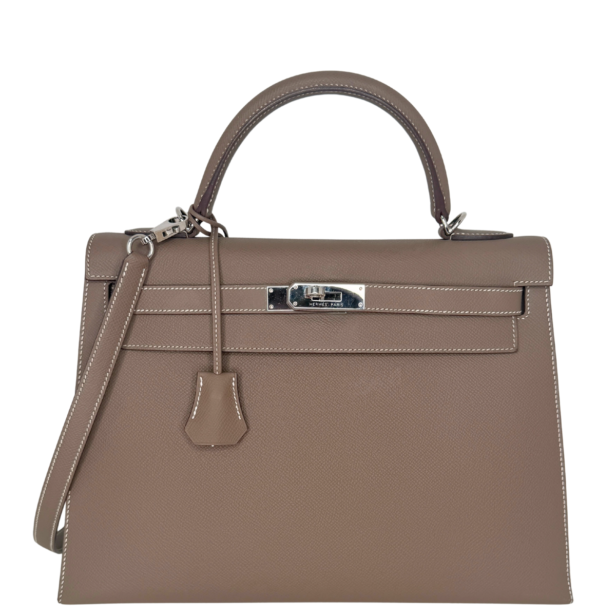 Hemès Kelly Bag 32 Sellier Epsom Leder Etoupe / sehr gut Hermès